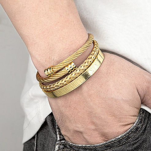 Titanium Steel Bracelet Bracelet Three-piece Suit